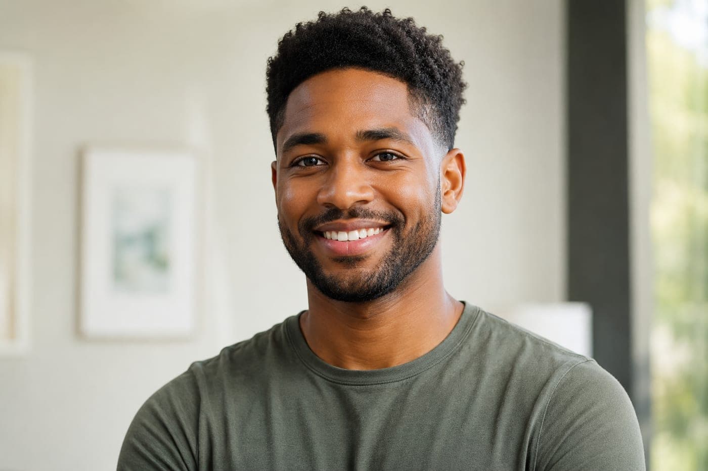 A person with healthy, full hair feeling confident